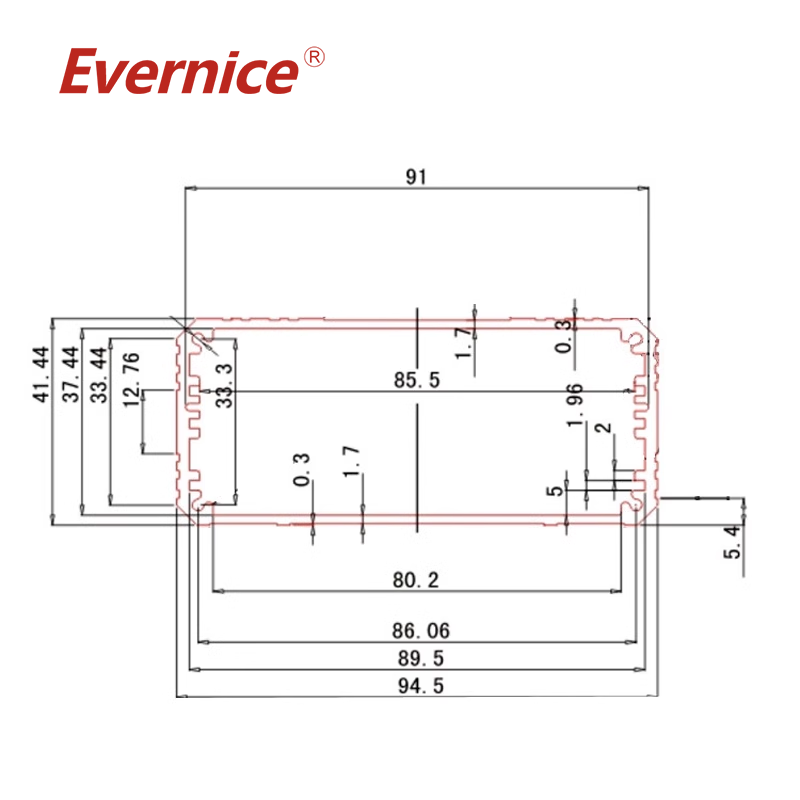 Custom extruded aluminum enclosure box case housing electronic enclosure box Industrial case housing 97*41mm-L