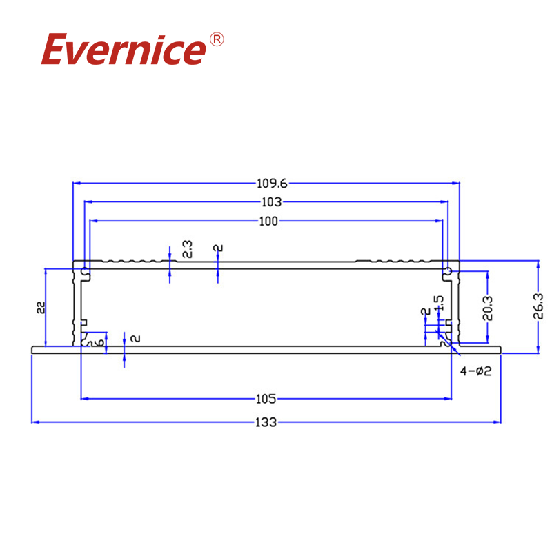 Aluminum Enclosure sheet metal fabrication electronics enclosure box case battery box 133*26mm-L