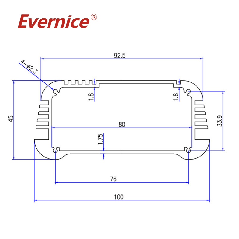 Anodizing Aluminum box Sheet Metal Enclosure Shell Parts Fabrication electronic box case 100*45.5mm-L