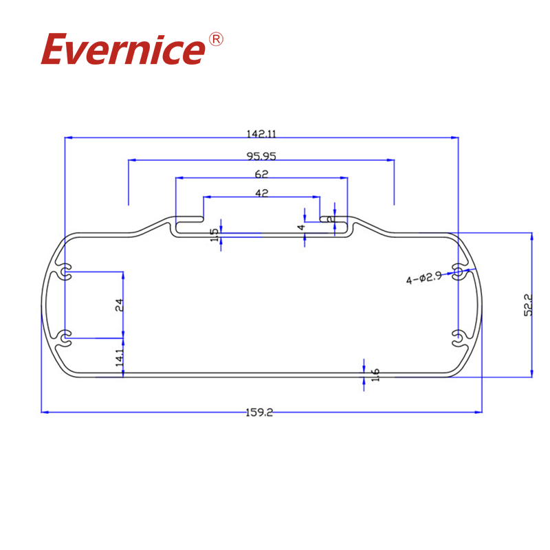 CNC machining extruded aluminum enclosure sheet metal fabrication electronics enclosure PCB box 159.5*59.5mm-L