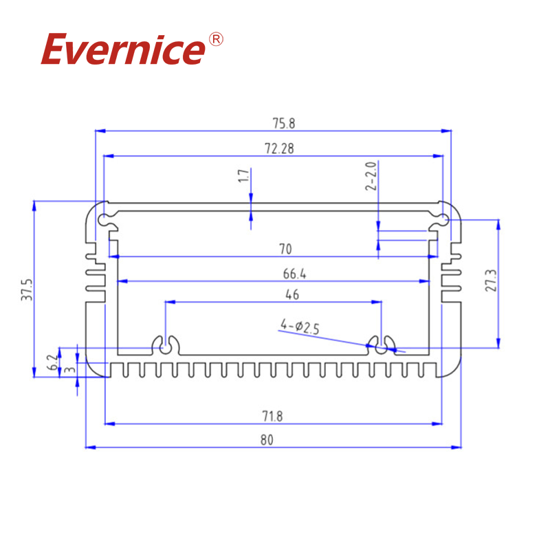 Customized prototype aluminum enclosure sheet metal fabrication electronic enclosure boxes 80*35mm-L