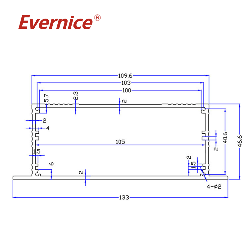 CNC Machining aluminum extrusion enclosure case shell enclosure electronic box enclosure case 133*46mm-L