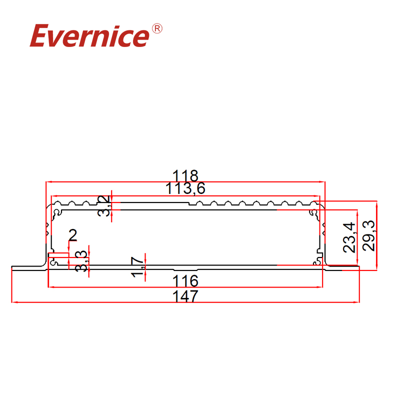 Aluminum Metal Box Aluminum Extrusion Housing electronics Junction Box Enclosure 147*29mm-L