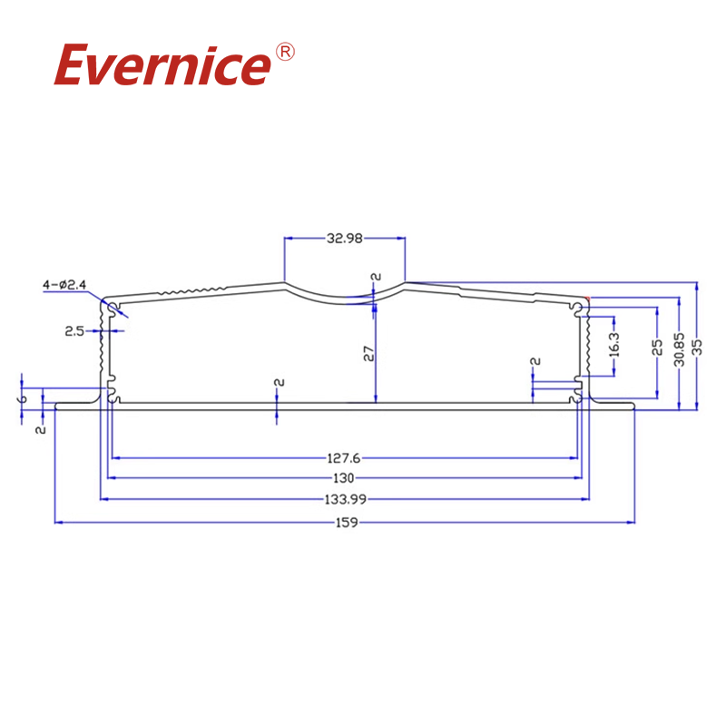 CNC machining anodized aluminum enclosure Metal Stamping electronic box enclosure case 159*35mm-L