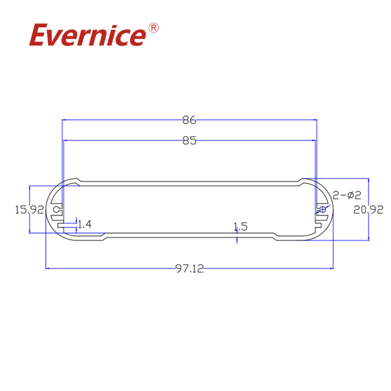 Custom aluminum metal enclosure Metal Enclosure Case Shell Parts Fabrication electronic box enclosure 97*21mm-L