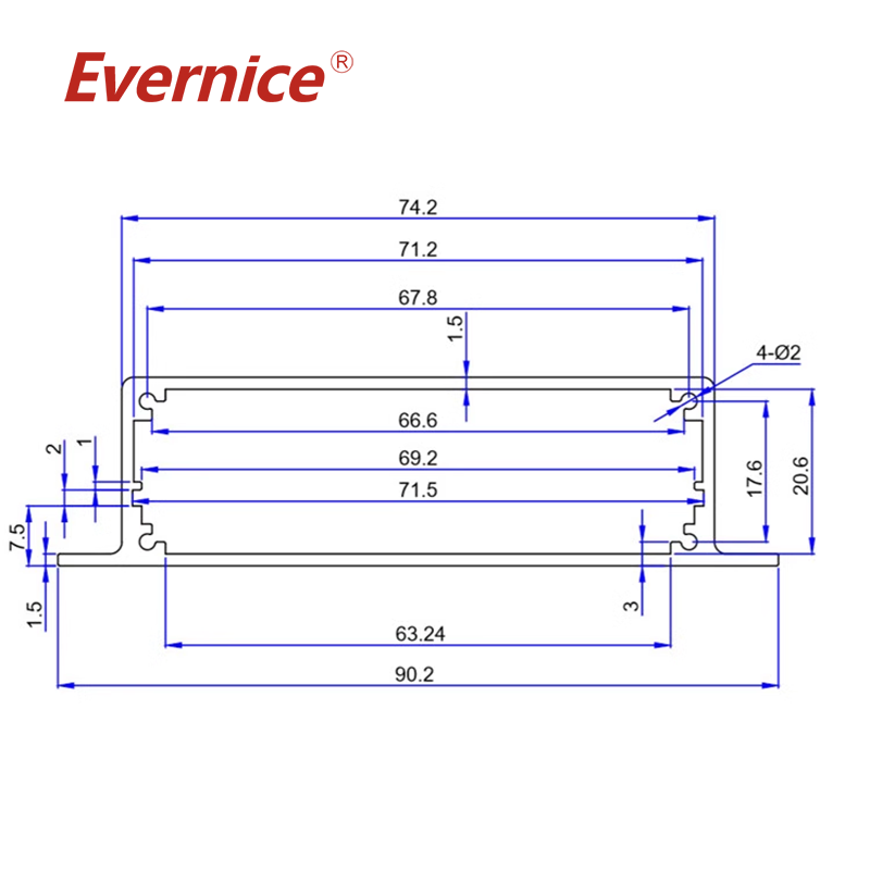 Anodized Extruded Aluminum enclosure metal electronic enclosure PCB box 90*24mm-L