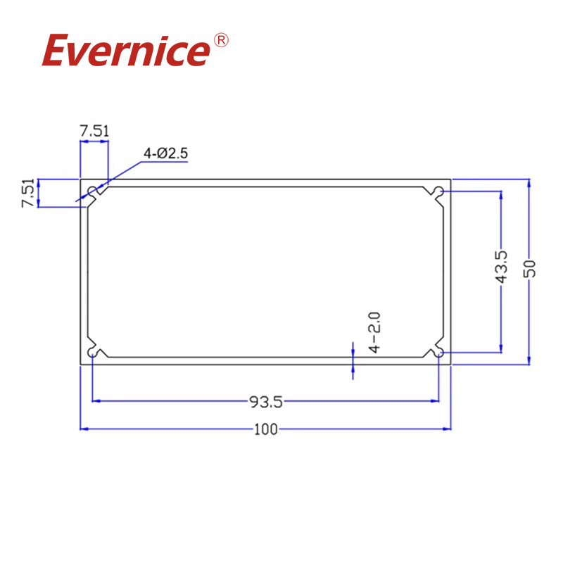 CNC machining aluminum enclosure sheet metal fabrication enclosure electronics box enclosure case 100*50mm-L