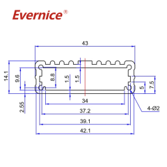 Custom Anodized extruded aluminum enclosure sheet metal fabrication shell case electronics box enclosure 43*13mm-L