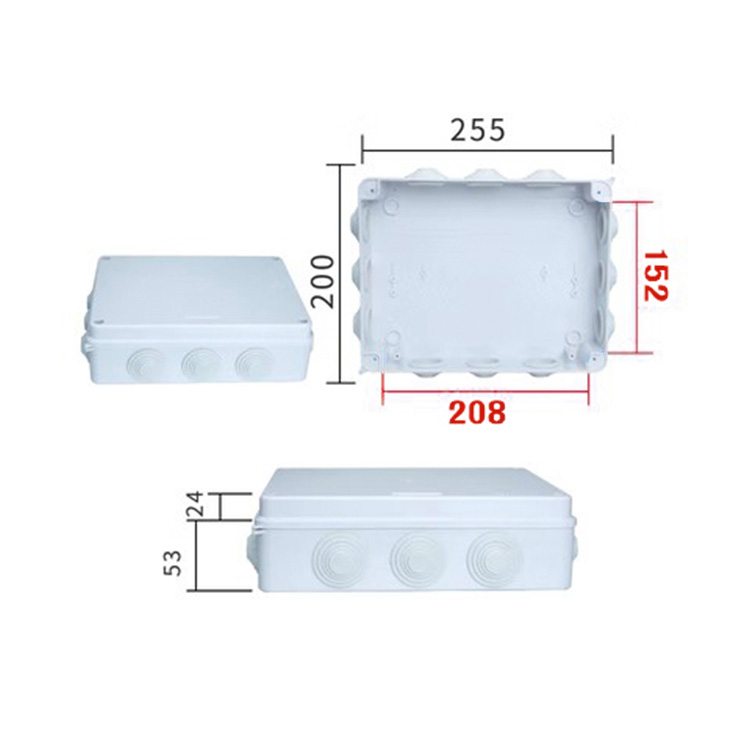 Waterproof ABS Plastic IP65 Junction Box Universal electronics enclosure electrical enclosure 255*200*80mm