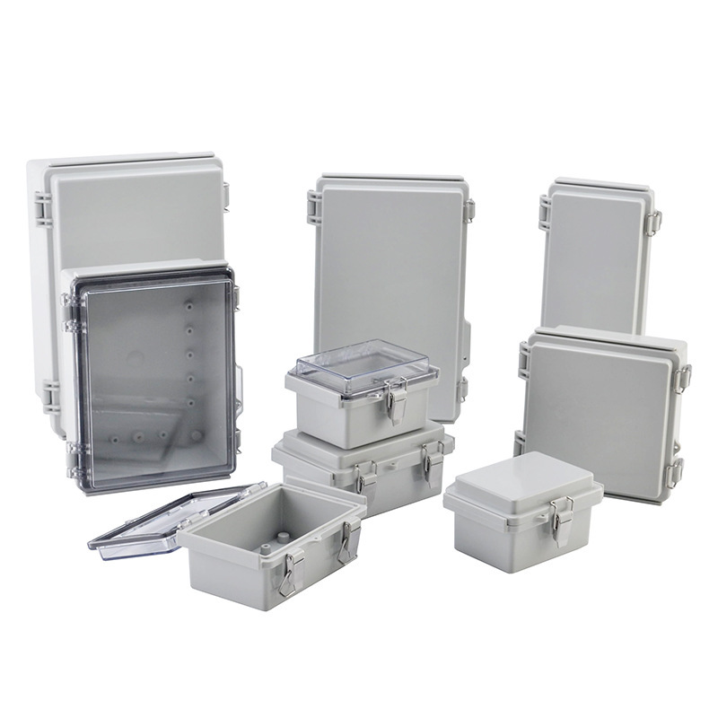 Waterproof Hinged ABS Plastic Enclosure with Stainless steel hook Junction Box electronics enclosure Distribution box