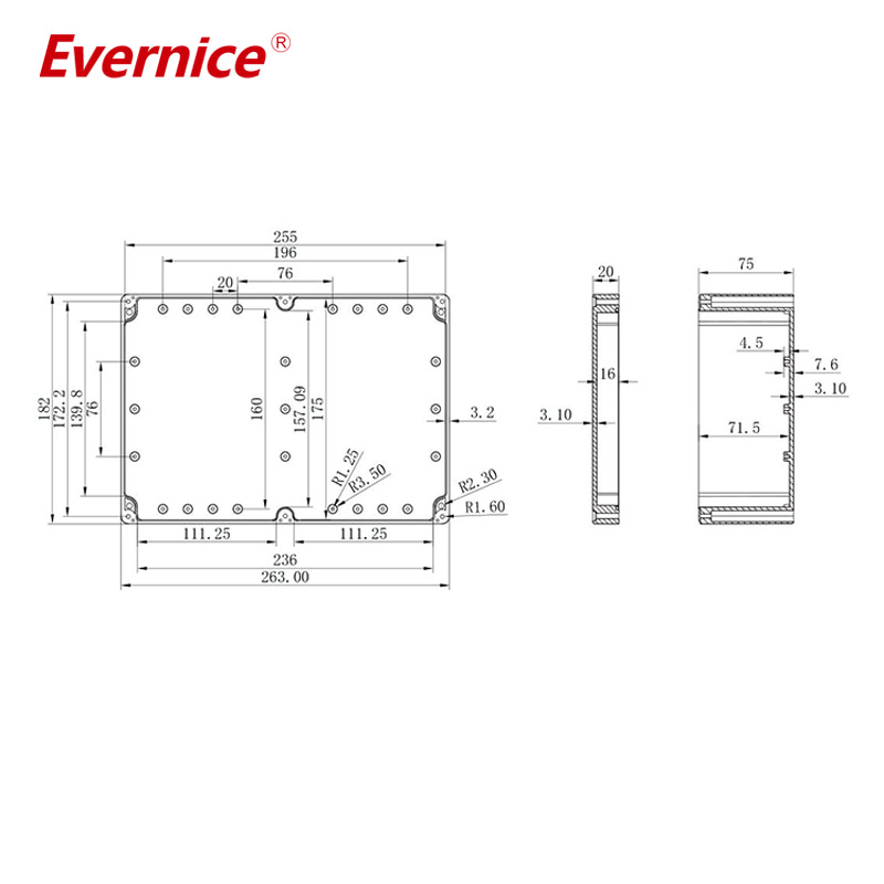 263*182*95mm Waterproof ABS Plastic Enclosure Junction Box Electronic Enclosure