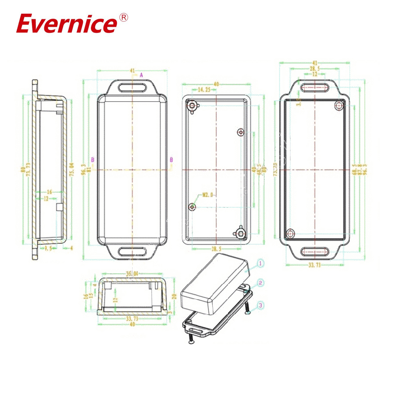 80*40*20mm Small ABS Plastic Project box Diy Electrical Enclosure Junction Box