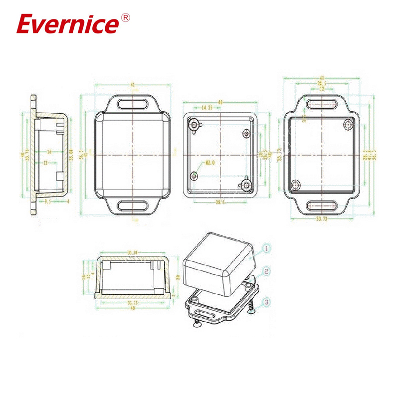 41*41*20mm Wall Mount ABS Plastic Enclosure Project Box Case Electronics Instrument enclosure casing housing