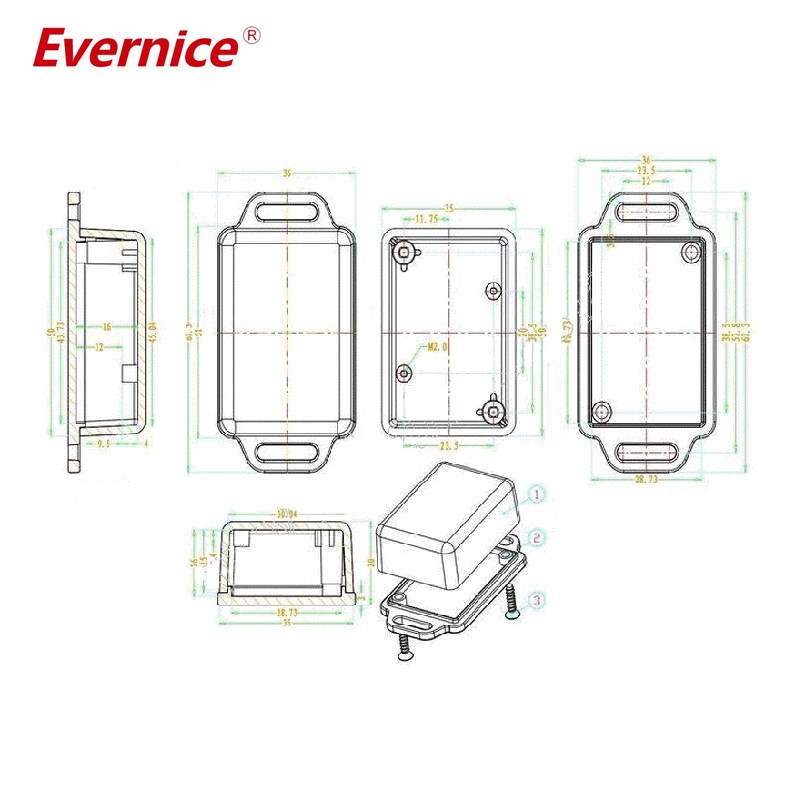 51*36*20mm Small DIY Project Case Plastic Enclosure For PCB Equipment Instrument ABS Junction Box