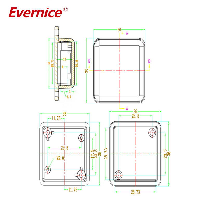 36x36x15mm Diy ABS Plastic Project Box Shell Housing Instrument Case Enclosure Control Boxes Electronic Supplies