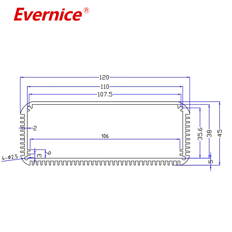 extruded aluminum enclosure metal enclosure electronics box 120*45mm-L