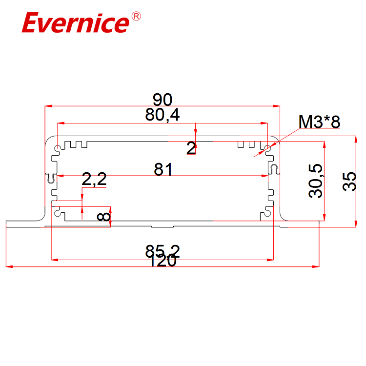 wall mount aluminum enclosure metal electronics enclosure case control box 120*35mm-L