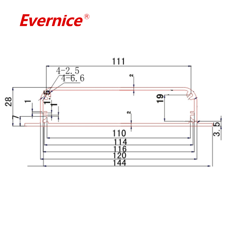 Customized prototype Metal Stamping aluminum enclosure electronics box 144*28mm-L