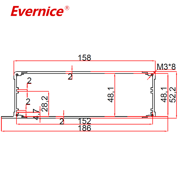 Anodizing Aluminum box Sheet Metal Enclosure Shell Parts Fabrication electronic box case 78*24-L No reviews yet 186*52.2mm-L
