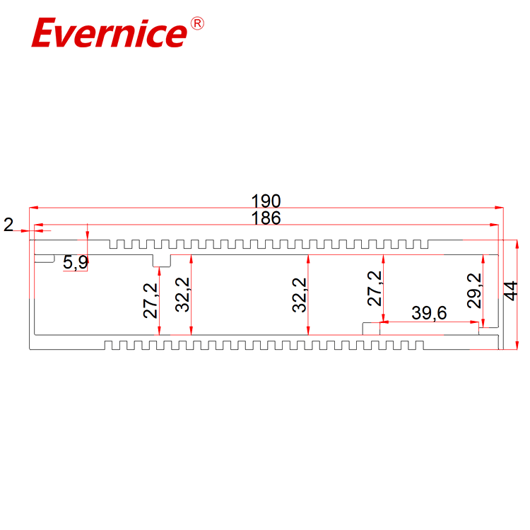 custom metal stamping aluminum enclosure box case electronics case enclosure box housing 190*44.5mm-L