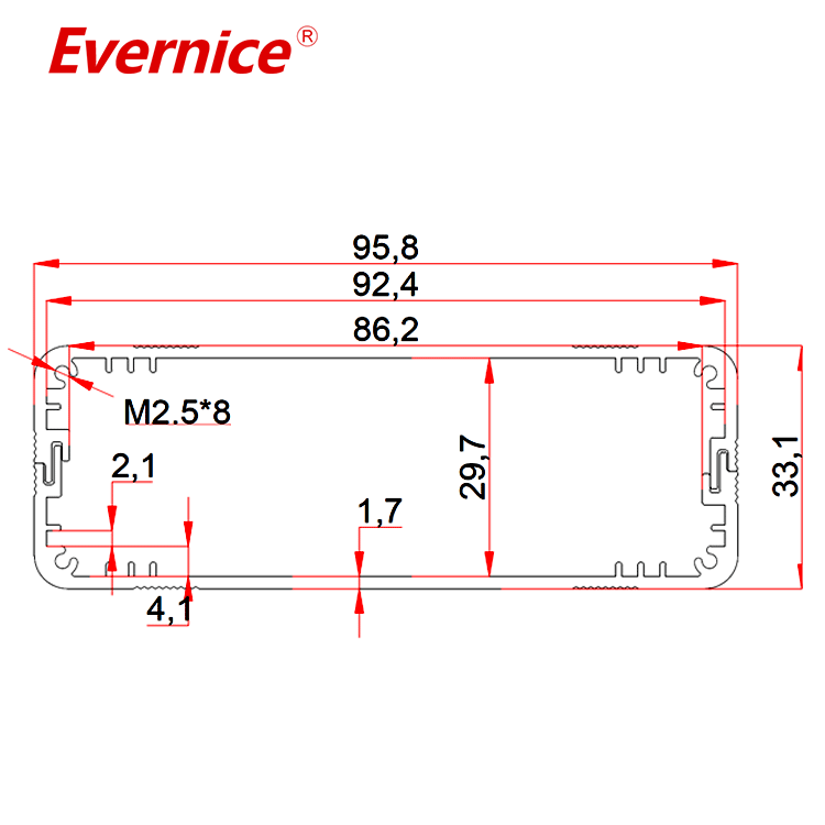 Custom Metal Fabrication Aluminum enclosure box electronic instrument enclosures box case PCB housing 96*33mm-L