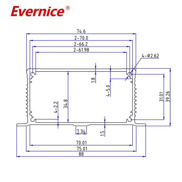 OEM Stamping anodized aluminum case box electronic project enclosure junction box 88*39mm-L