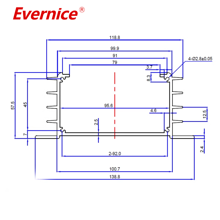 Extrusion extruded aluminum enclosure electronics enclosure box control box 138*57mm-L