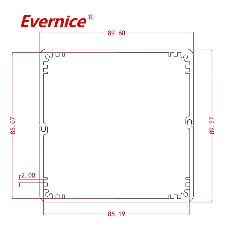 high quality extruded aluminum enclosure box electronics enclosure case battery box 89*89mm-L