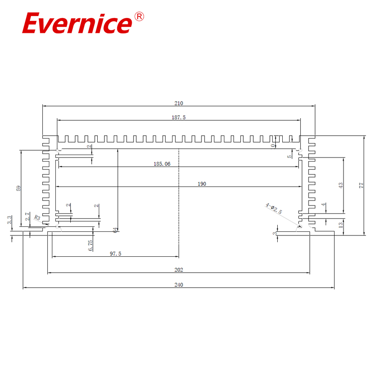 Anodizing Aluminum Metal Enclosure Case Shell Parts Fabrication electronic enclosure housing box case 240*77mm-L