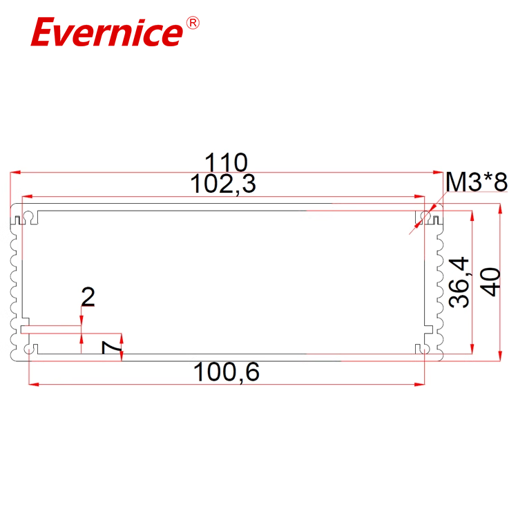 High Precision Stamping Anodize aluminum Metal Enclosure electronics enclosure box case 110*40mm-L