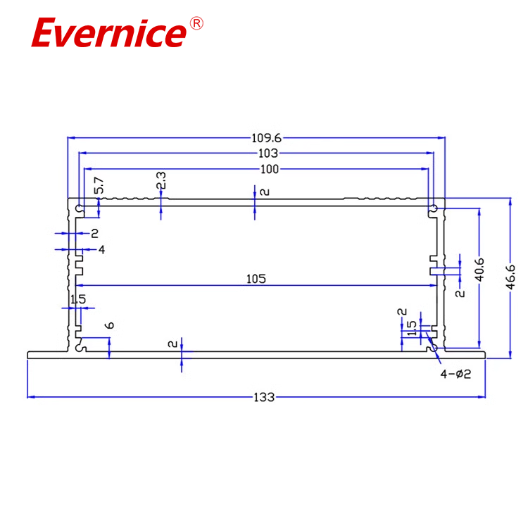 custom extruded aluminum enclosure box electronic enclosure case PCB housing battery box 133*46mm-L