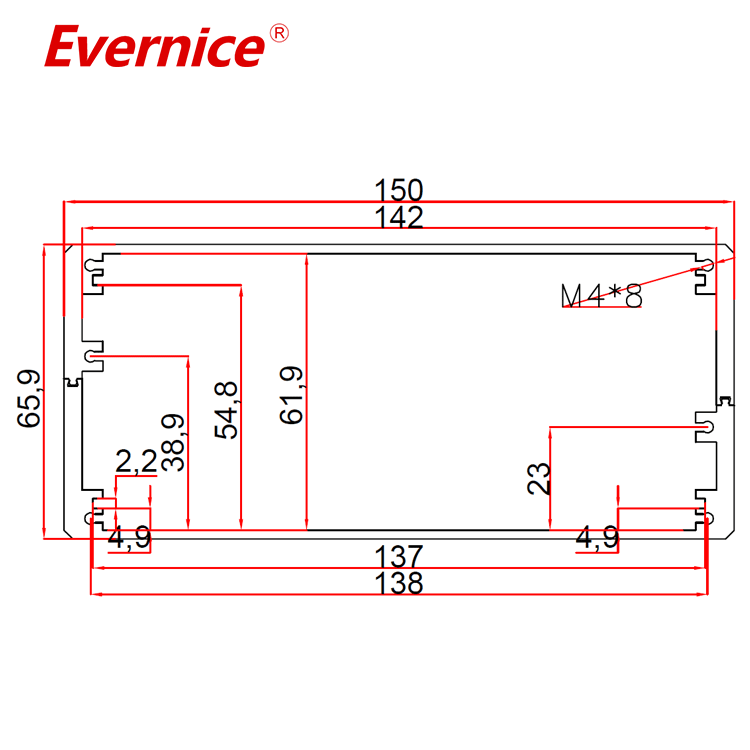 Anodizing Aluminum Metal Enclosure Case Shell Parts Fabrication electronic enclosure 150*66mm-L