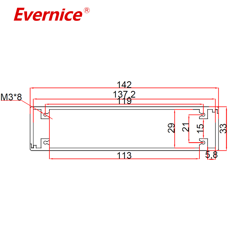 Custom aluminum enclosure sheet metal fabrication box electronics instrument enclosure PCB housing 142*33mm-L