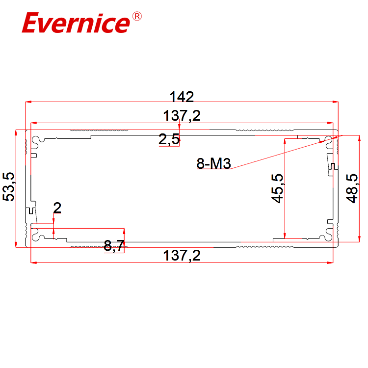 aluminum enclosure metal enclosure electronics enclosure housing box case 142*53.5mm-L