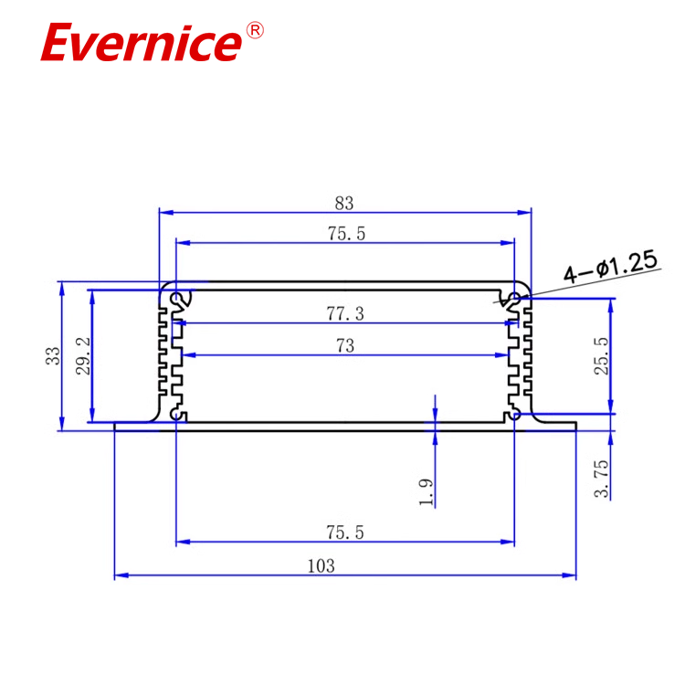 CNC machining aluminum enclosure sheet metal fabrication electronic instrument enclosure box housing 103*33mm-L