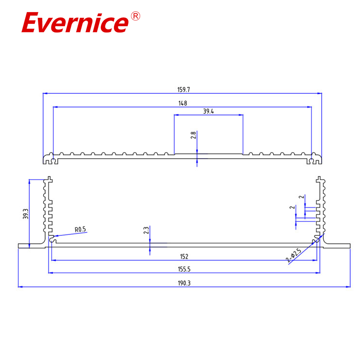 Anodizing Aluminum Metal Enclosure Case Shell Parts Fabrication Electronic case housing enclosure 190*46mm-L