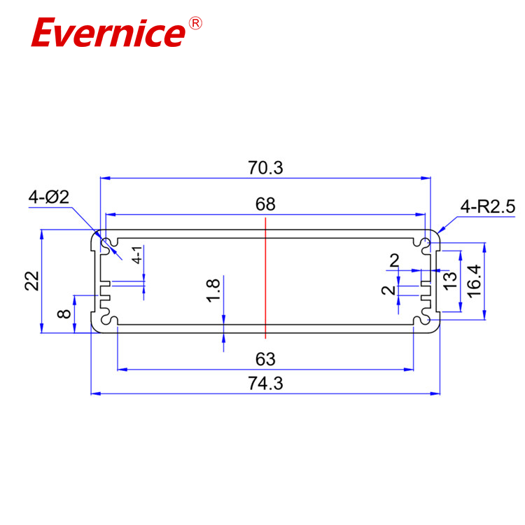 extruded aluminum enclosure box electronics instrument enclosure box case PCB housing 74*22mm-L