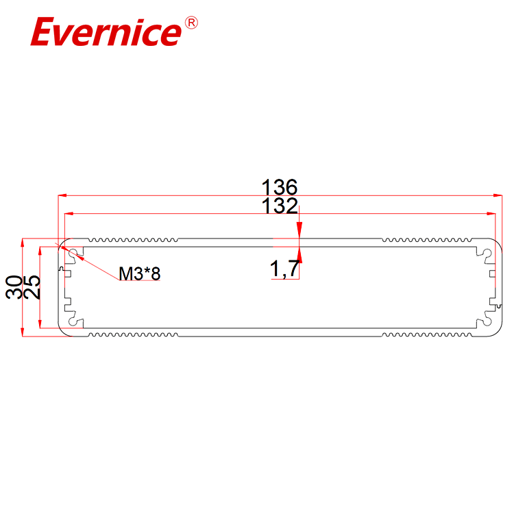 aluminum enclosure sheet metal fabrication box electronics enclosure box PCB housing battery box 136*30mm-L