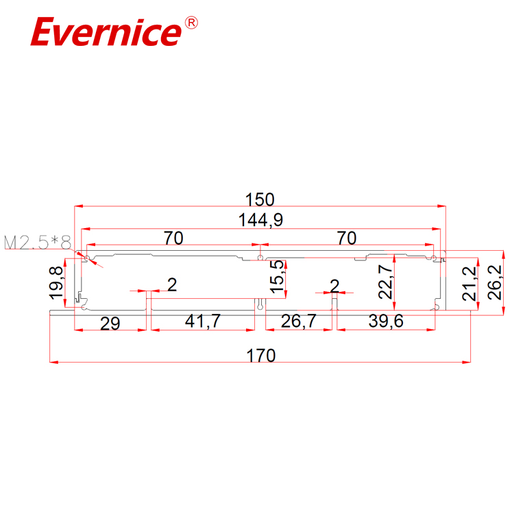 aluminum enclosure sheet metal fabrication shell case electronics enclosure housing box 170*26mm-L