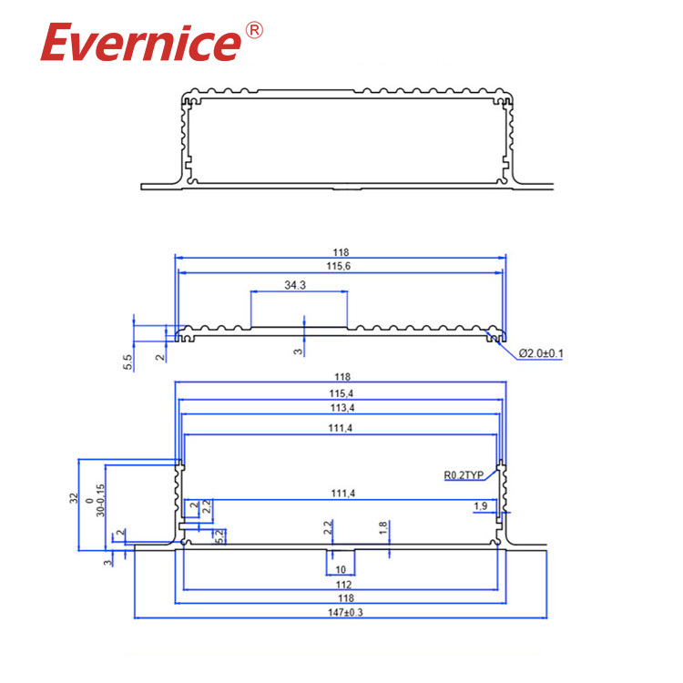 factory price small aluminum enclosure electronics instrument enclosure box case PCB housing 147*36mm-L