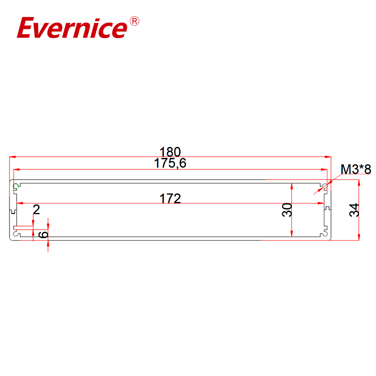 Anodizing Aluminum Enclosure Case Shell sheet metal fabrication electronic enclosure battery box 180*34mm-L