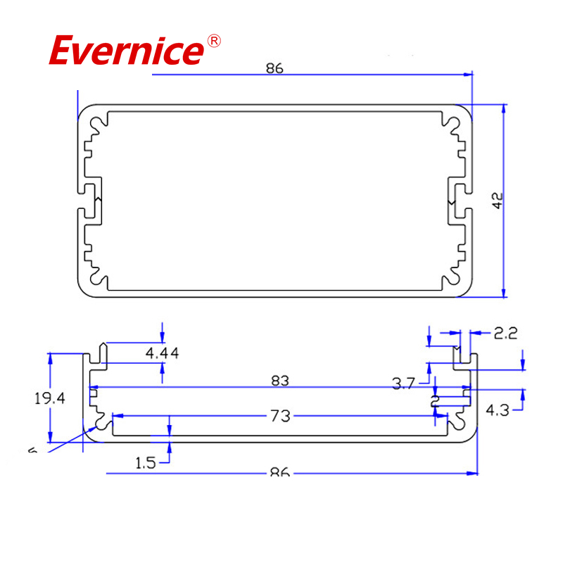 aluminum enclosure metal fabrication electronics enclosure housing box case instrument enclosure project box 86*42mm-L