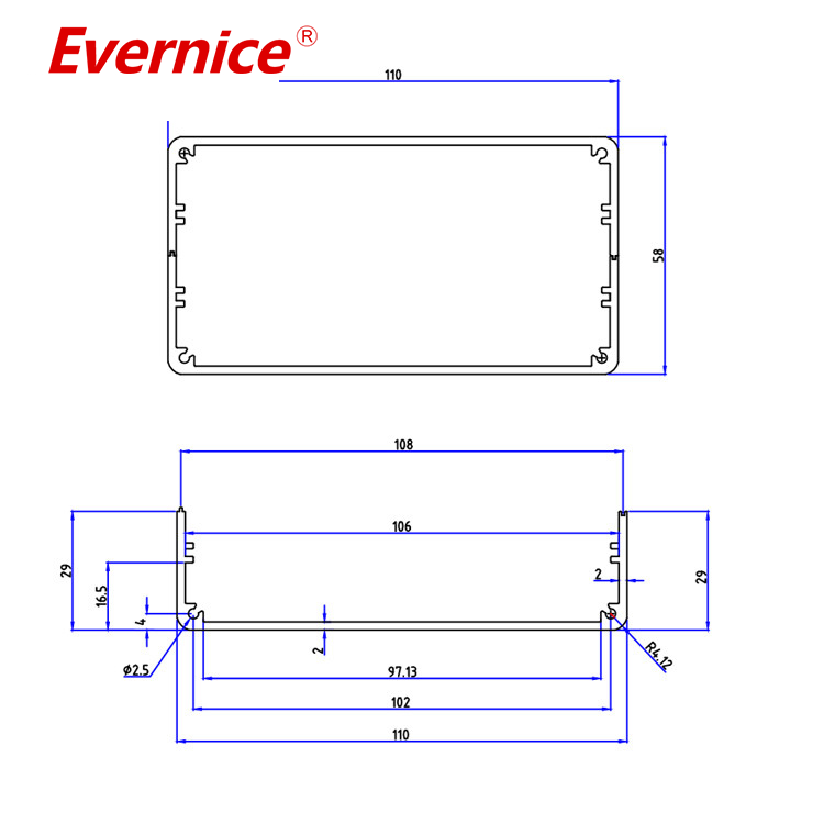 cheap aluminum enclosure box electronics enclosures case box PCB enclosure 110*58mm-L