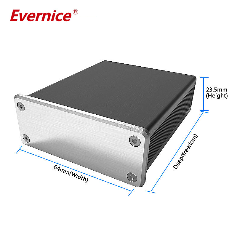 64*23.5mm-L aluminum power amplifier enclosure metal electronics box instrument