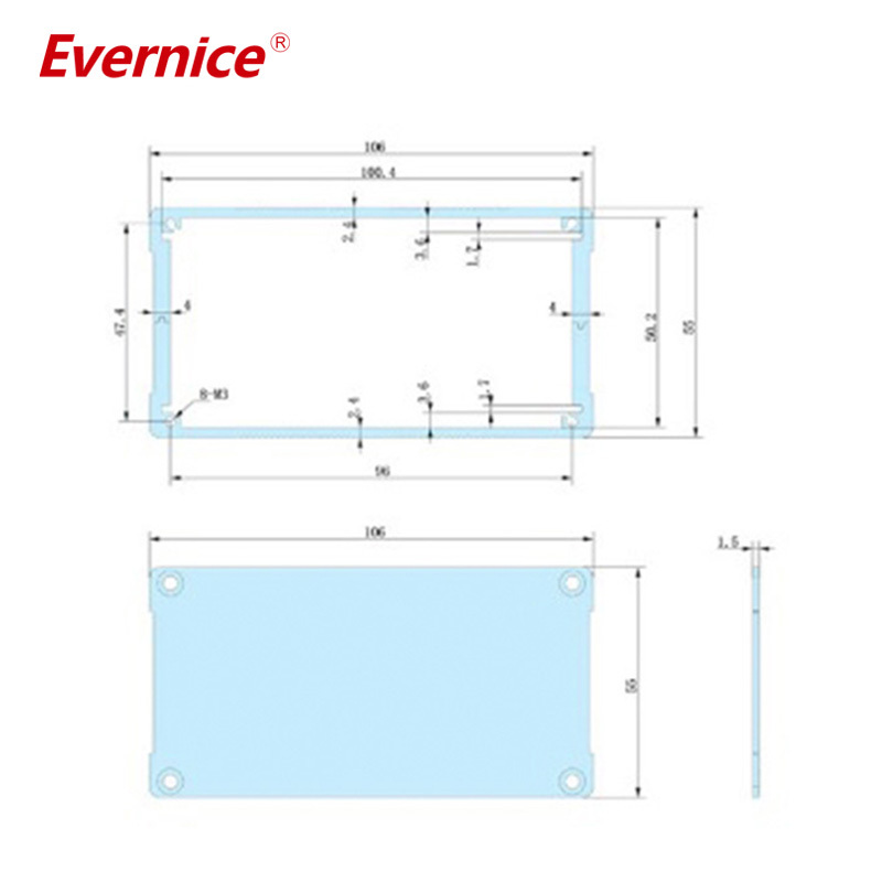 106*55mm-L aluminum extrusion design guide pcb enclosure box electronics case