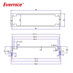 98*25mm-L aluminium enclosure box for Circuit board Signal transmitter with cutholes