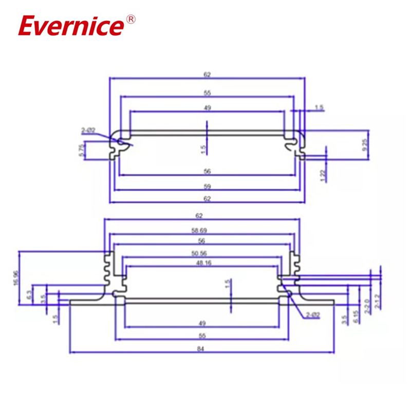 84*24mm-L aluminum extruded enclosure electronics switch box for pcb