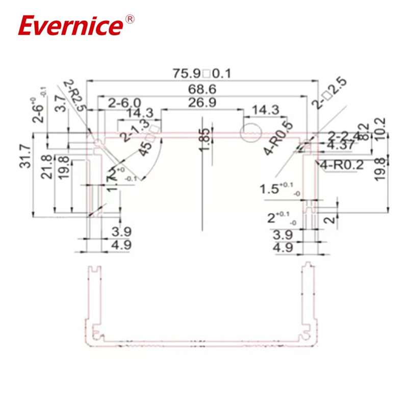 76*62mm-L aluminum enclosures,electric metal enclosure,sheet metal enclosure