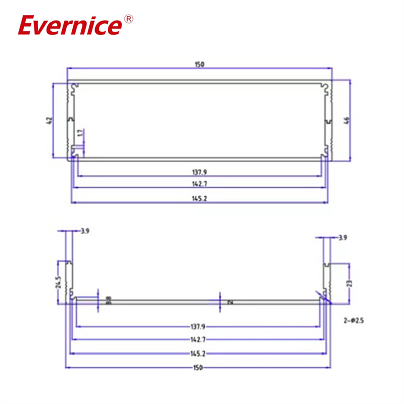 150*46mm-L Aluminum Chassis DIY Case Electronics Custom Enclosure for Power