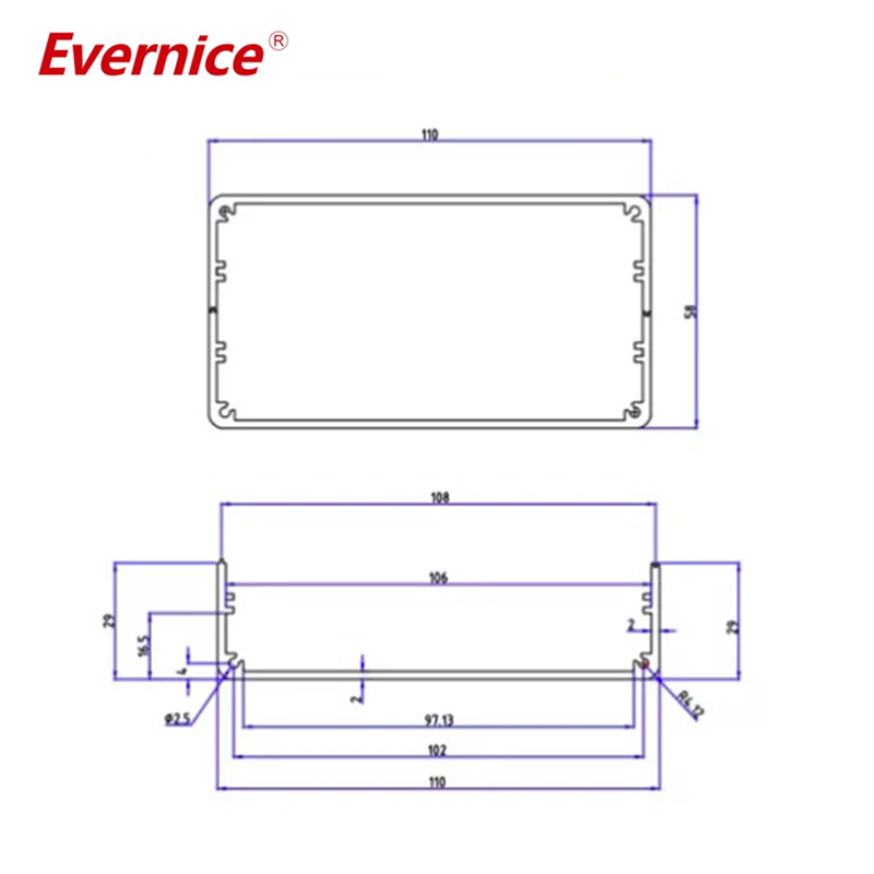 110*58mm-L Aluminum box enclosure case project electronic for pcb diy with mount